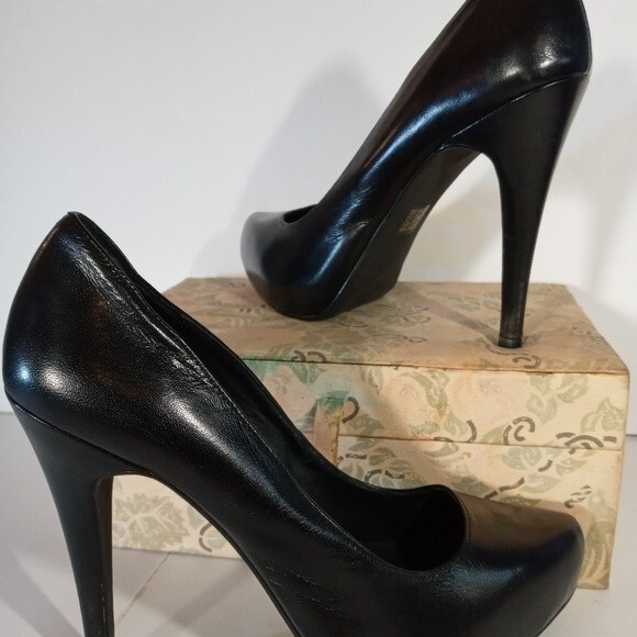 Michael Aphrodite Blk Leather Stilletto Heel sz 8 - Picture 8 of 16